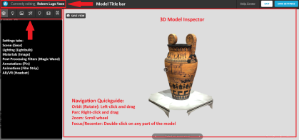 screenshot of the 3D inspector screen in Sketchfab