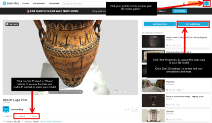 screenshot of Sketchfab model review page