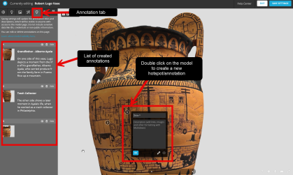 screenshot of Sketchfab annotation tab 